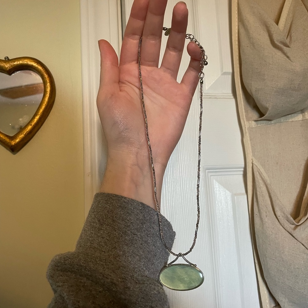 shimmering lia sophia abalone and silver pendant necklace